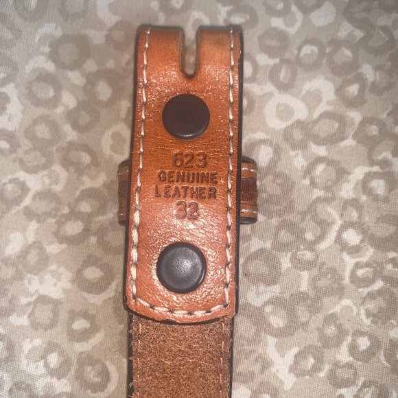 Western Tooled Hair-on Studded Belt 32” - Picture 3 of 11